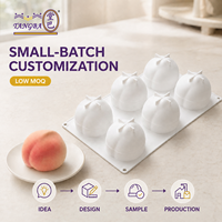 Moule en silicone 3D Tangba à 6 cavités en forme de pêche, qualité alimentaire, pour mousse, gâteau, chocolat, gelée, dessert, cuisson, personnalisable OEM, forme de fruit