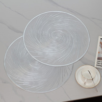 Napperons et sous-plats ronds en PVC métallisé doré à motif feux d'artifice, écologiques et résistants à la chaleur, pour usage en restaurant