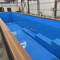 Grande piscine hors sol en verre, bois et acrylique, avec fenêtre en verre, pour jardin extérieur, spa en fibre de verre