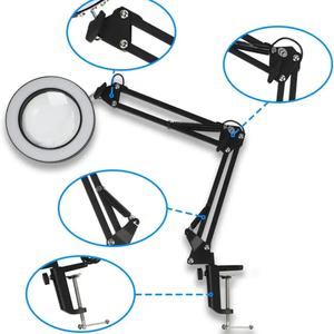 Lámpara de Mesa LED Moderna con Brazo Largo Plegable, 12W, Protección Ocular, Flexible, con Lupa 5X - Product Image 4