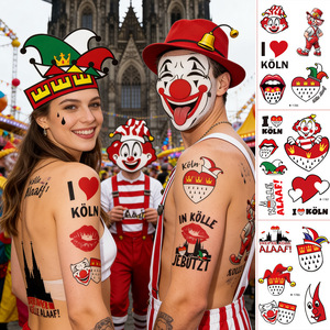 Autocollants de tatouage temporaires pour enfants Carnival, imperméables, en film PET, forme cœur, pour fête, application sur bras, 1 à 3 semaines - Product Image 2