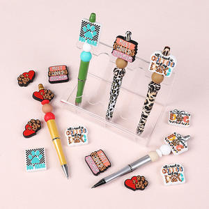 Wholesale Custom Dog Claw Square <b>Silicone</b> Beads Pens DIY Beadable Crafting Pens with Focal Beads Keychain Beads <b>Colorful</b> - Product Image 2