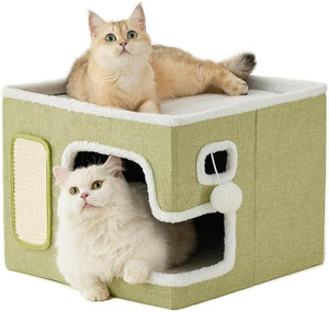 Wholesale Cat <b>Bed</b> Indoor Pets House With Scratch <b>Pad</b> Custom Washable Plush Cat Play House Convenient Foldable Luxury Cat <b>Bed</b> - Product Image 1