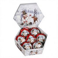 Ensemble de boules décoratives imprimées sur le thème de l'arbre, boîte cadeau, décoration de scène de Noël, pendentifs décoratifs