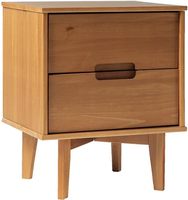 Table d'appoint de chevet avec rangement pour chambre à coucher classique, bois, brun caramel, 2 tiroirs en noyer