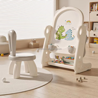 VSUCH Jouet à dessiner en forme de dinosaure mignon Planche à dessin magnétique sans poussière pour bébé 67 cm-79 cm Hauteur réglable Panier de rangement en plastique