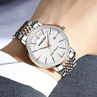 Jam Tangan Pria Binbond B30-2 Fashion, Tali Stainless Steel, Mesin Quartz, Tahan Air, Kalender, Dial Lengkung