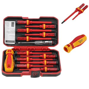Vde Electrician Insulated <b>Screwdriver</b> Set Magnetic Flat Head <b>Precision</b> Bits DIY Steel Handle Black Oxide Finish Hand Tool - Product Image 1