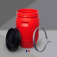 Fût en plastique incassable 30 L/200 L en PEHD durable avec couvercle hermétique, seaux et barils recyclables pour le stockage de produits chimiques, aliments et eau