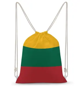 高品质定制运动绳包立陶宛国旗拉绳背包可调轻质健身手提袋舞蹈