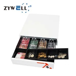 ZYWELL Alta qualidade 12V/24V caixa registradora 4 slots de contas 4 bandejas de moedas gaveta caixa de metal