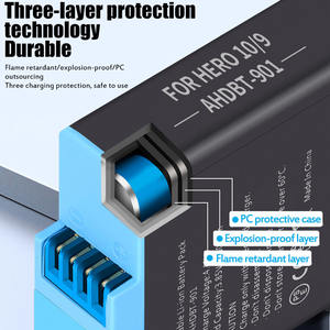 KAMPHO-Batterie pour <span class=keywords><strong>GoPro</strong></span> <span class=keywords><strong>Hero</strong></span> 12 11 <span class=keywords><strong>10</strong></span> 9 Li-ion, stockage rapide rechargeable - Product Image 3