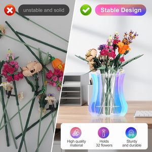<span class=keywords><strong>Vase</strong></span> en acrylique pour bouquet de fleurs <span class=keywords><strong>Lego</strong></span>, support d'affichage robuste, capacité de 32 tiges, ensemble de construction multicolore - Product Image 4