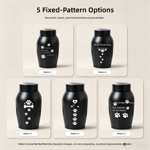 Guci Penyimpanan Jenazah Hewan Peliharaan dari Aluminium Hitam Matte Melengkung dengan Lima Pola Cetak, Tersegel Rapat, untuk Dekorasi Kenangan di Rumah - Product Image 3