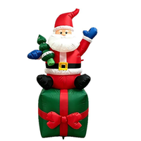 Père Noël gonflable de 1,8 m et boîte à cadeaux avec lumières LED pour la décoration extérieure de jardin, pelouse, fête, festival