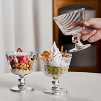Bol en verre rétro gaufré motif tournesol pour crème glacée, yaourt et petit-déjeuner