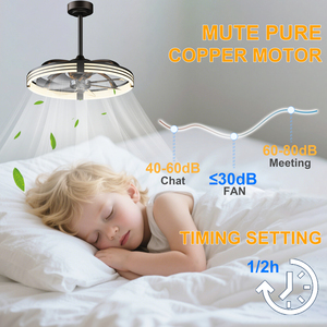 23.6in Smart <b>Ceiling</b> Fan with <b>Light</b>, 3000K-6500K Dimmable LED Fandelier, Reversible Silent Copper Motor, APP & <b>Remote</b> Timing Fan - Product Image 4
