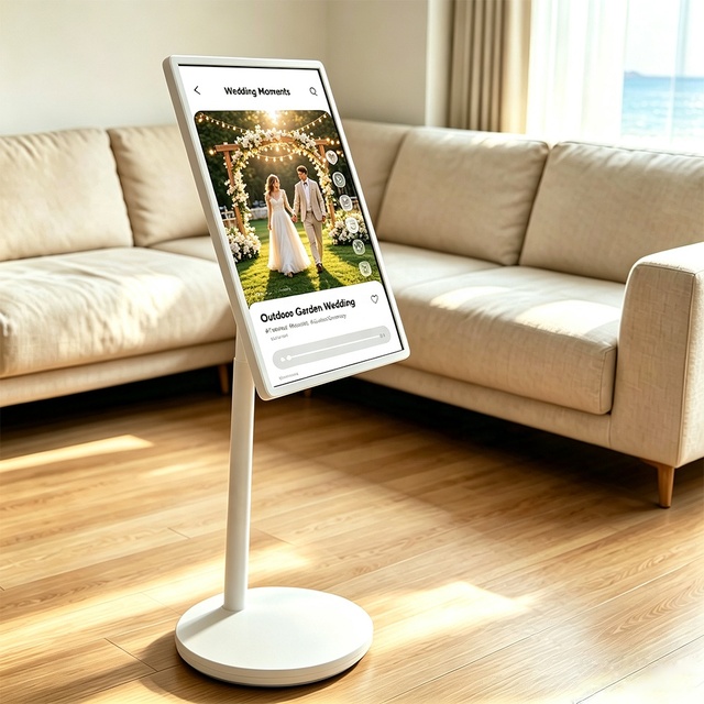 Full HD Portable Smart TV Android Touch Screen Monitor with Battery Powered Rolling Stand