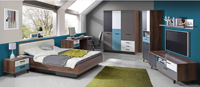 Usine Foshan Meubles modernes en bois 15mm MDF Armoire Coiffeuse Lit double Ensemble chambre à coucher