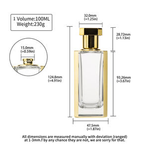 Vente chaude 100ml Flacon de parfum vide rectangulaire électro-plaqué Flacon de parfum de luxe avec bouchon doré - Product Image 6