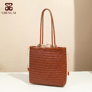 <strong>Small</strong> Niche Design Cowhide Handmade Woven Bag 2025 Large Capacity <strong>Basket</strong> Tote Bag Versatile Single Shoulder Lady Handbag - Product Image 3