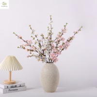 Ranting Bunga Sakura Persik Buatan Lateks Real Touch 80cm 4 Warna untuk Dekorasi Pernikahan dan Rumah Grosir
