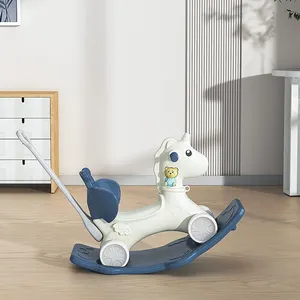 Toy Rocking Horse with Wheels Riding Music Plastic Unicorn Kindergarten Indoor Kids 78*24*49cm Pink Blue 1-4 Years Huancheng PE