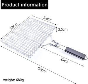 Grill Basket Set Barbecue BBQ Grilling Stainless Steel Folding Portable Outdoor Camping Rack for Fish, Shrimp, Vegetables - Product Image 2