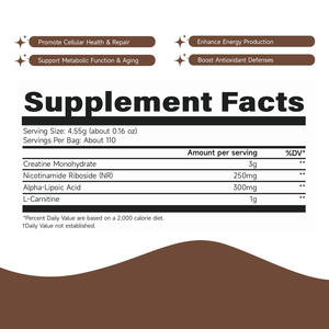 Poudre de créatine monohydrate certifiée HACCP, NSF, ISO, GMP, CMS, pour adultes, solutions de marque privée et services de personnalisation - Product Image 2