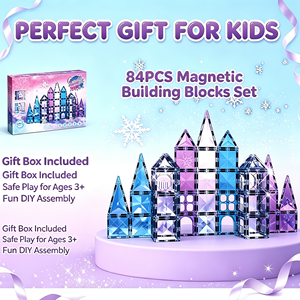 Meistverkauftes 3D Magnetisches Bauklötze-Set 84-teilig Eis-Schnee-Welt Schloss STEM Pädagogisches Konstruktionsspielzeug - Product Image 4