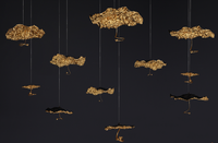 Hôtel de luxe personnalisé Goldleaf cuivre lampe suspendue escalier allée Lotus feuille lustre suspension