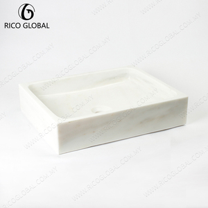 Lavabo Rectangular de Cerámica Blanca para Baño, Diseño Minimalista, Acabado Pulido, Montaje Sobre Encimera - Product Image 4