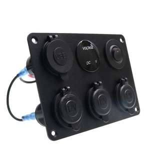 Dual <b>Usb</b> Car <b>Socket</b> Voltmeter 12V Cigarette Lighter 6 Hole Rocker Switch Panel With Digital Display For Vehicle <b>Power</b> - Product Image 2