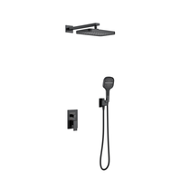 Ensemble de douche encastré en laiton BLSJ, effet pluie, luxe, avec mitigeur carré et commande facile