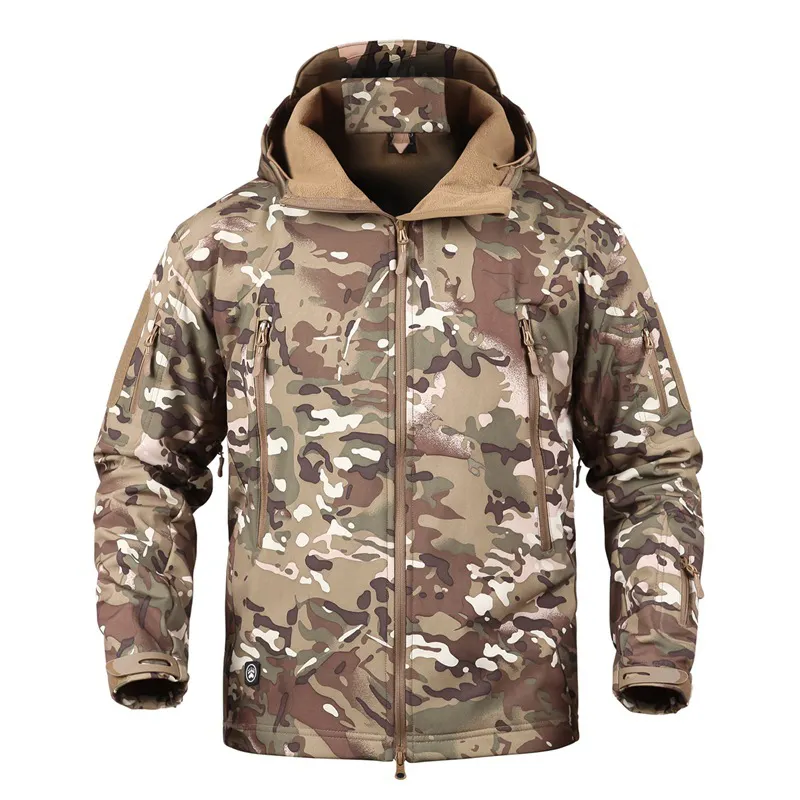 Felpa con cappuccio da esterno uniforme invernale impermeabile Camo caccia giacca a vento uomo Multicam Soft Shell giacche tattiche