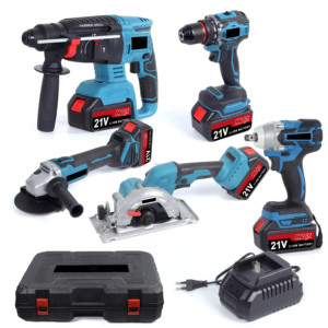 Juego de 5 Herramientas Eléctricas Multifuncionales Inalámbricas, Juego de Herramientas Eléctricas 5 en 1, Amoladora Angular, Martillo, Llave Inglesa, Taladro, Sierra Circular - Product Image 4