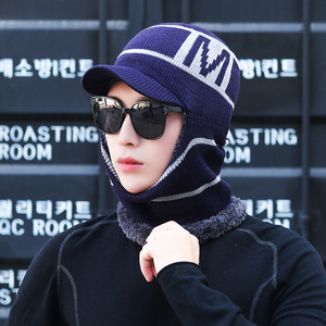 Men's Winter Knitted Balaclava Hat With Cap Windproof Warm Neck Cover Striped Design For Cycling Outdoor Activities - Product Image 2