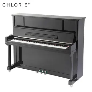Music Keyboard Instrument Black Acoustic Piano 123cm Vertical Piano With Straight Legs