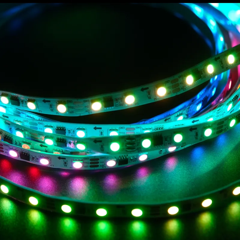 Tira de LED RGBIC flexible 12V 24V 5050 60 leds/M de alta calidad IP20 IP65 IP67 RGB tira de luces LED