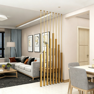 Luxe gouden kolomvormige roomdividers van roestvrij staal voor binnenhuisdecoratie - Product Image 2