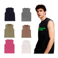 100% pamuk özel logo spor artı boyutu erkekler için Vintage asit yıkama kolsuz tank Tops