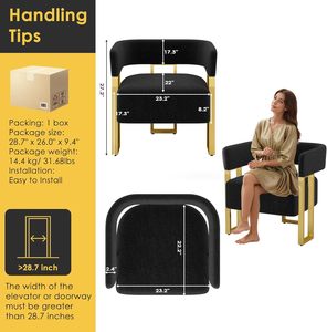 Set di 2 Poltrone Moderne in Velluto Nero e <span class=keywords><strong>Oro</strong></span> con Schienale Curvo e Gambe in Metallo per Soggiorno, Camera da Letto, Ufficio - Product Image 3