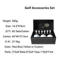 Boîtes d'emballage de manchon cadeau personnalisé de haute qualité étui en cuir accessoires de golf balles de golf multicolores t-shirts ensemble d'outils Divot