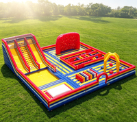 Château gonflable commercial de haute qualité pour enfants avec toboggan aquatique et zone de saut