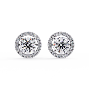 Celestial <b>Halo</b> 925 Sterling Silver 2 Ct Lab Grown Diamond Solitaire Stud <b>Earrings</b> Custom Luxury Fine Jewelry Gift for women - Product Image 3