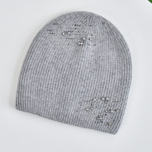 Berretto a maglia in lana d'angora invernale all'ingrosso della fabbrica berretto personalizzato con strass con diversi colori - Product Image 3
