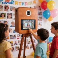 Machine de photomaton en bois avec support de caméra réglable, support DSLR, écran tactile, support d'imprimante, location pour événements
