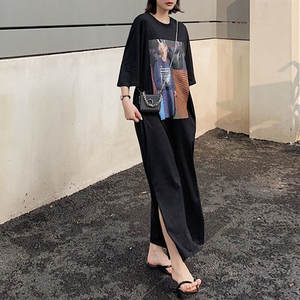 Vendita calda di Grandi Dimensioni Pigro Casual Maxi Vestito Delle Donne di Estate del Modello di Modo Tasche Pannello Esterno Lungo Delle Signore Graphic Cotone T <span class=keywords><strong>Abiti</strong></span> Camicia - Product Image 5