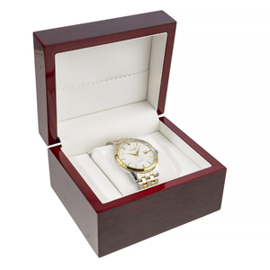 Cofanetto Singolo Grande con Venatura <span class=keywords><strong>Legno</strong></span> e Finitura Mogano Lucido per Orologio, Espositore con Scomparto Gioielli - Product Image 4