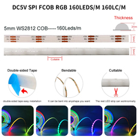 Светодиодная лента DC5V FCOB RGB IC XGB1338 WS2812B 5мм 160 светодиодов/м, медная, с индивидуальной адресацией, цифровая COB LED лента / Wi-Fi